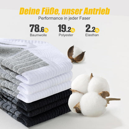 Gepolsterte Sportsocken Herren Damen 6er Pack Schwarz & Weiß 35-50