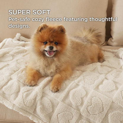 BEDSURE Waschbare Hundedecke Coral Fleece Cremeweiß 203x152cm