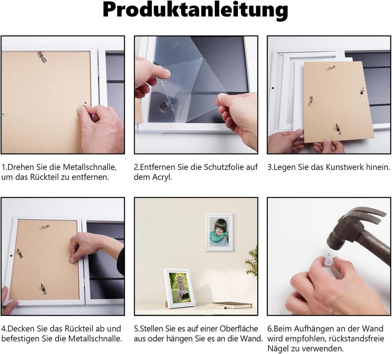 Kromapolis Kinderbilderrahmen A4 Schwarz 2er Set Acrylglas Wandmontage