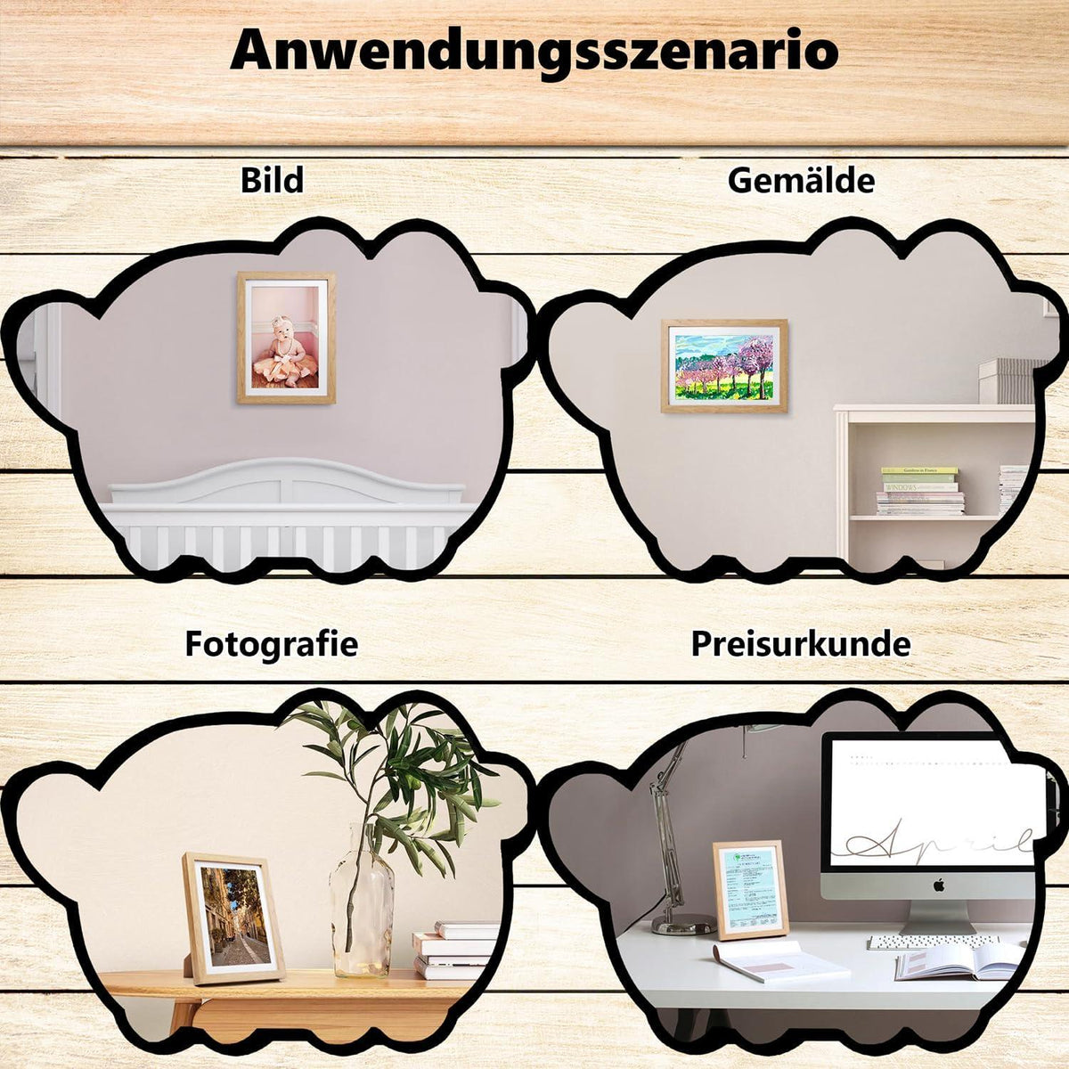 Kinderbilderrahmen A4 für Kunstwerke Aufstellbar Wandmontierbar Acrylglas