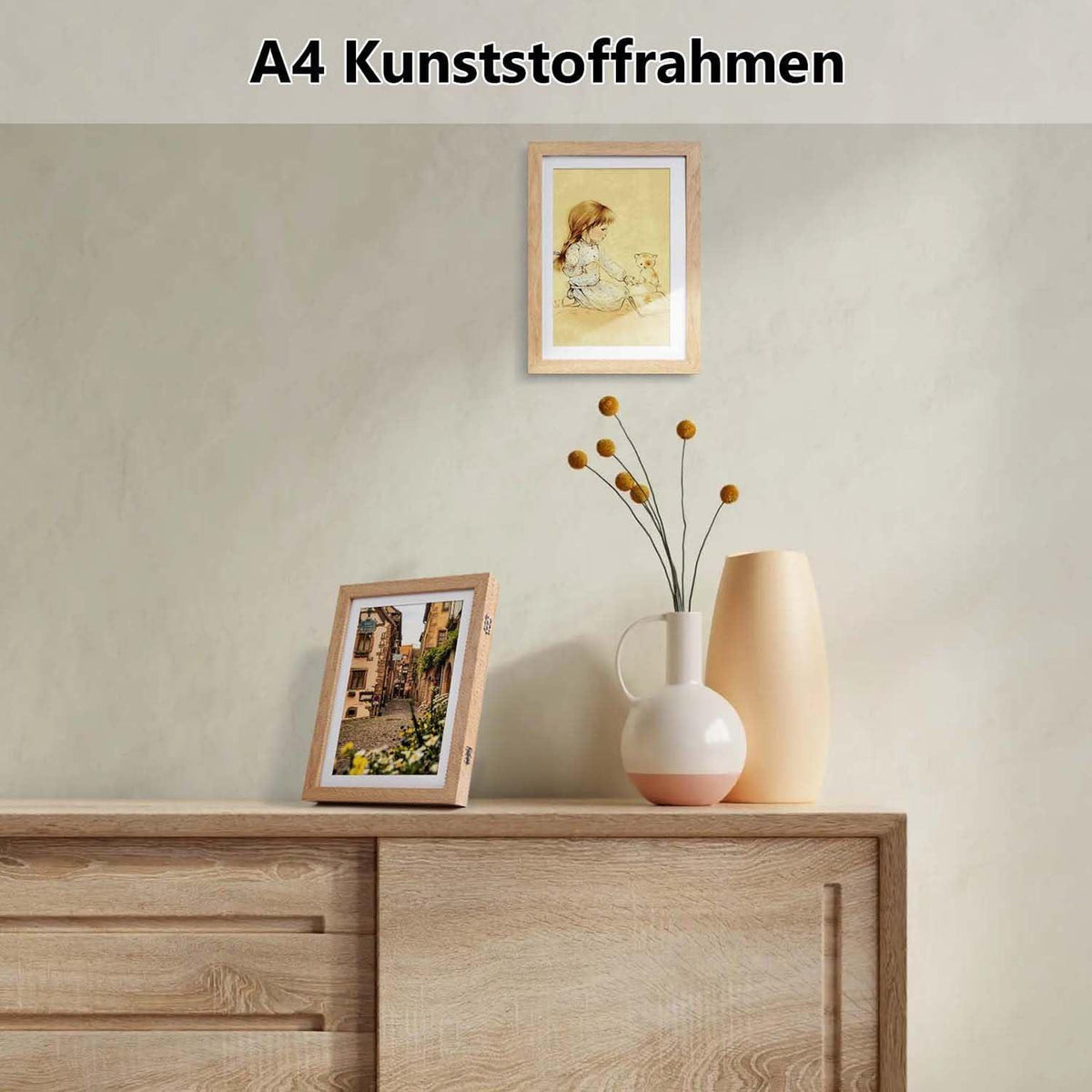 Bilderrahmen für Kinderzeichnungen A4 Aufstellbar Wandmontierbar