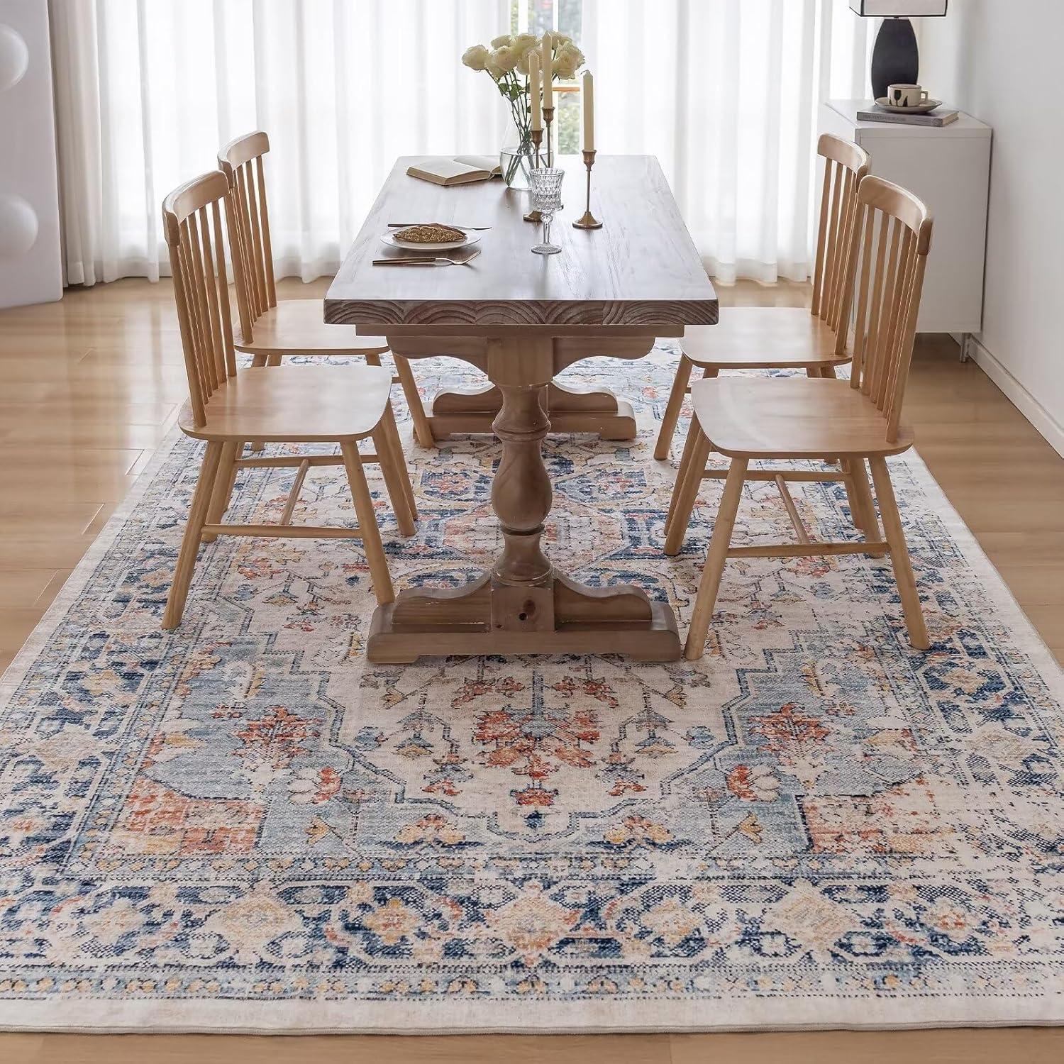 Waschbarer Vintage Teppich Groß 160x230CM Orientalisch Rutschfest Multicolor