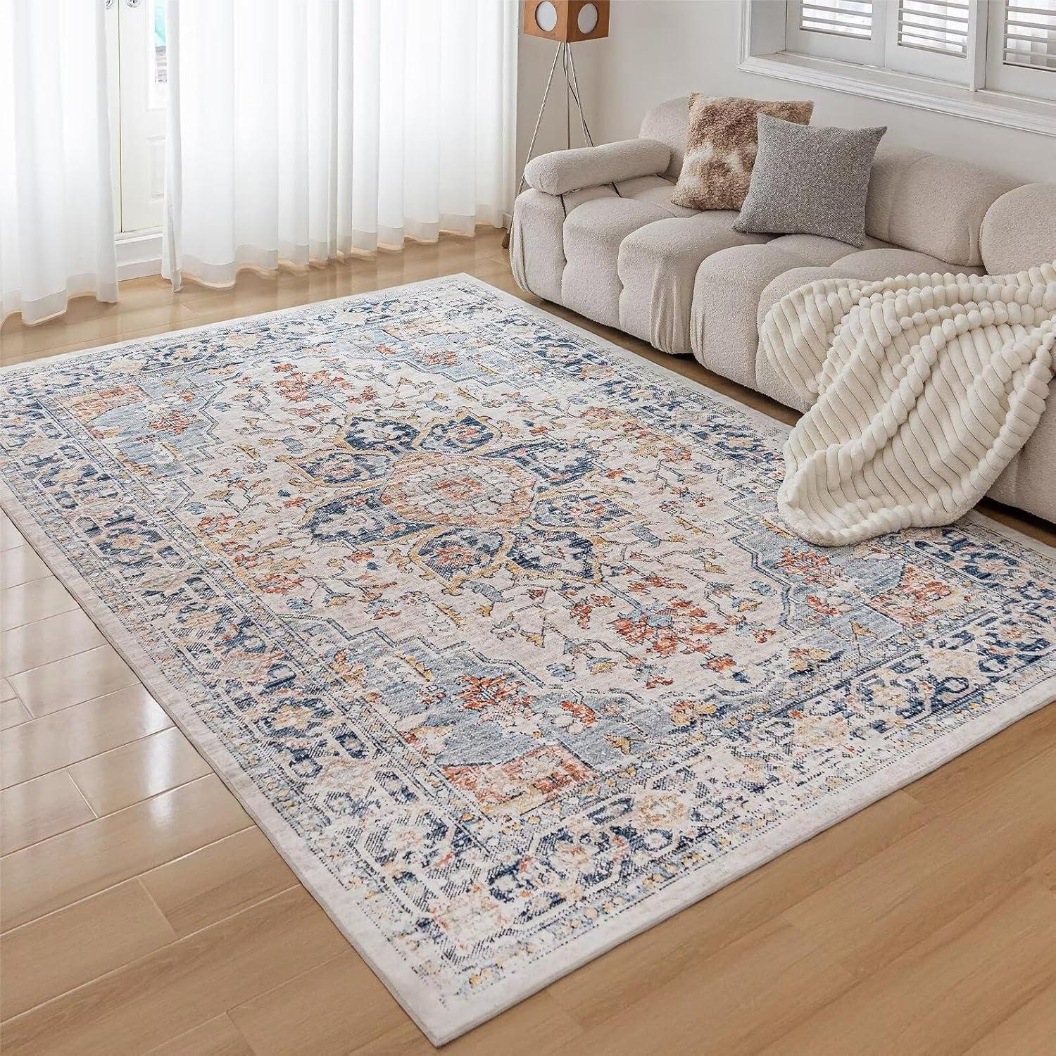 Waschbarer Vintage Teppich Groß Orient 160x230CM Mehrfarbig