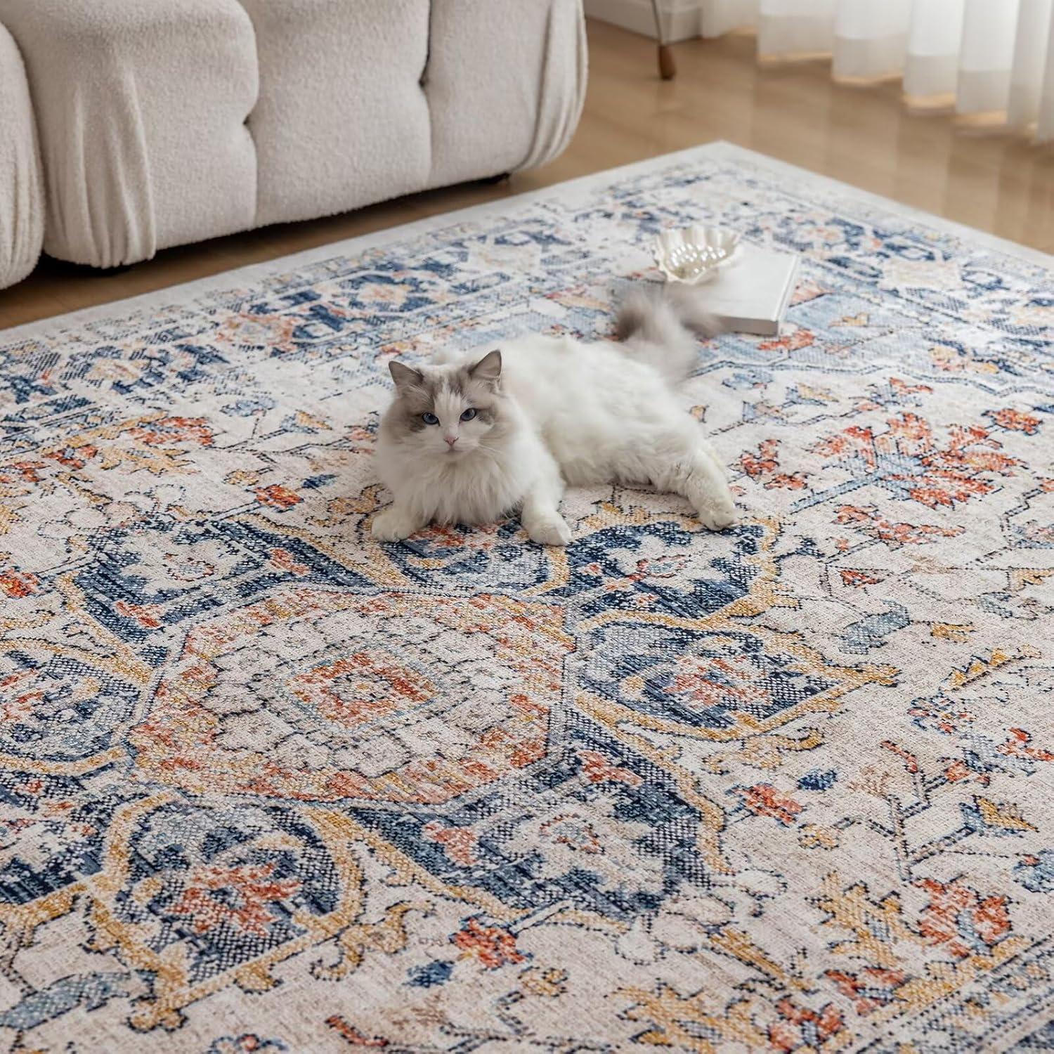 Waschbarer Vintage Teppich Groß 160x230CM Orientalisch Rutschfest Multicolor