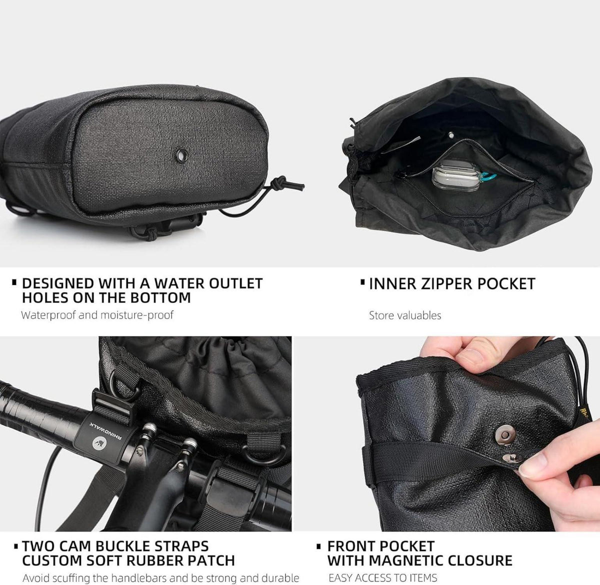 BAIGIO 3.5L Lenkertasche Fahrrad Multifunktional Vordertasche Schwarz