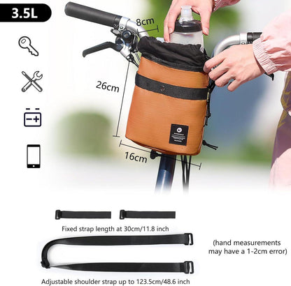 Fahrrad Lenkertasche 3.5L Multifunktional Vordertasche Braun Oxford-Stoff
