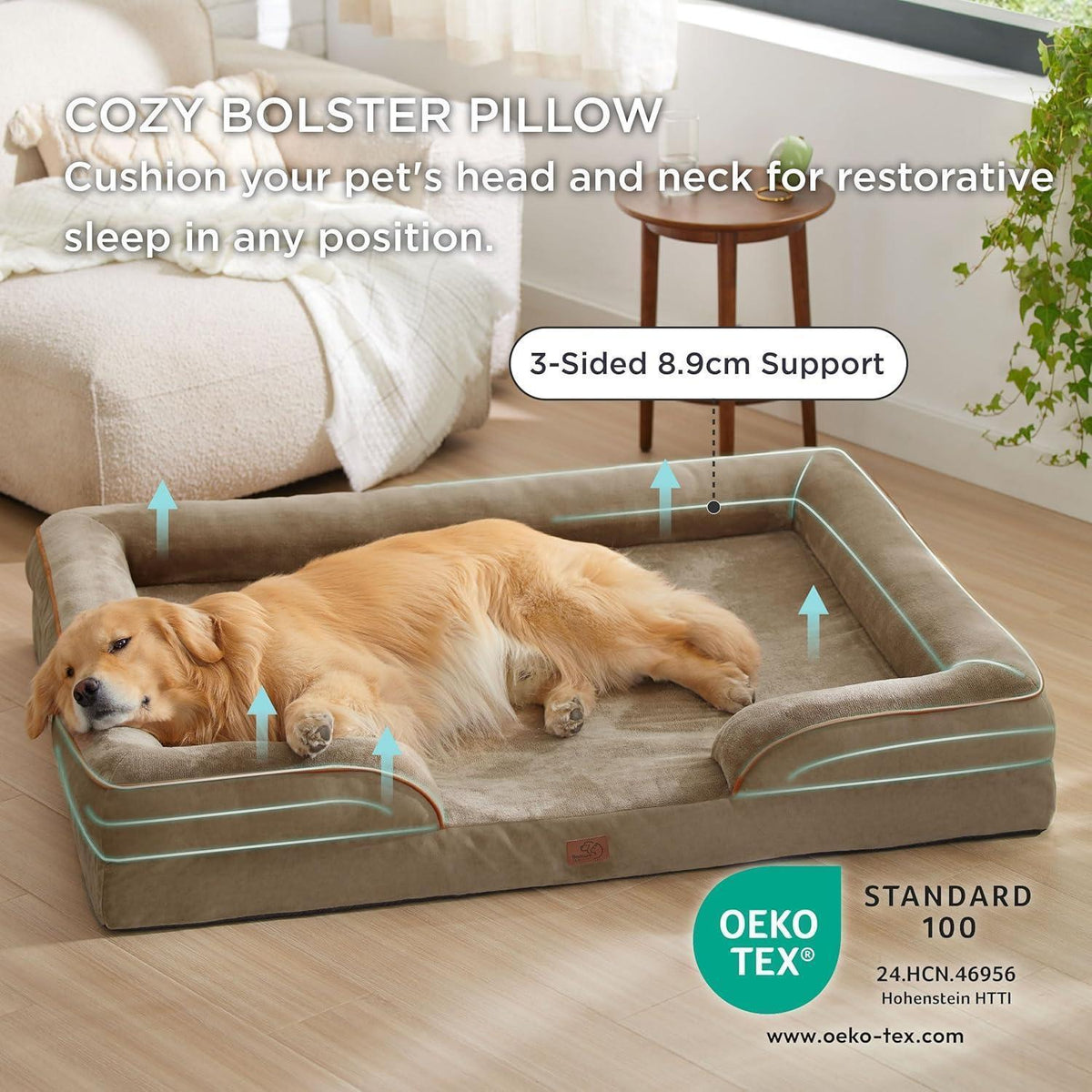 Orthopädisches Hundebett XXL Haselnussbraun 134x106 cm