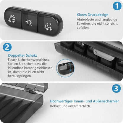 Tablettenbox 7 Tage 3 Fächer Medikamentenbox BPA Frei