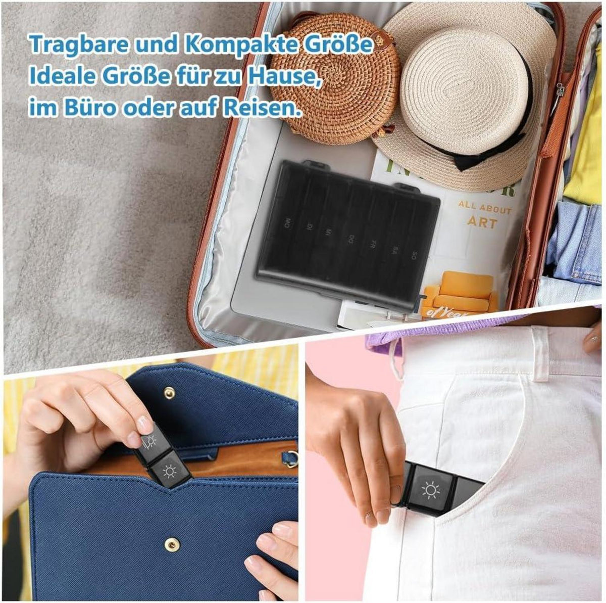 Tablettenbox 7 Tage 3 Fächer BPA Frei Feuchtigkeitsbeständig