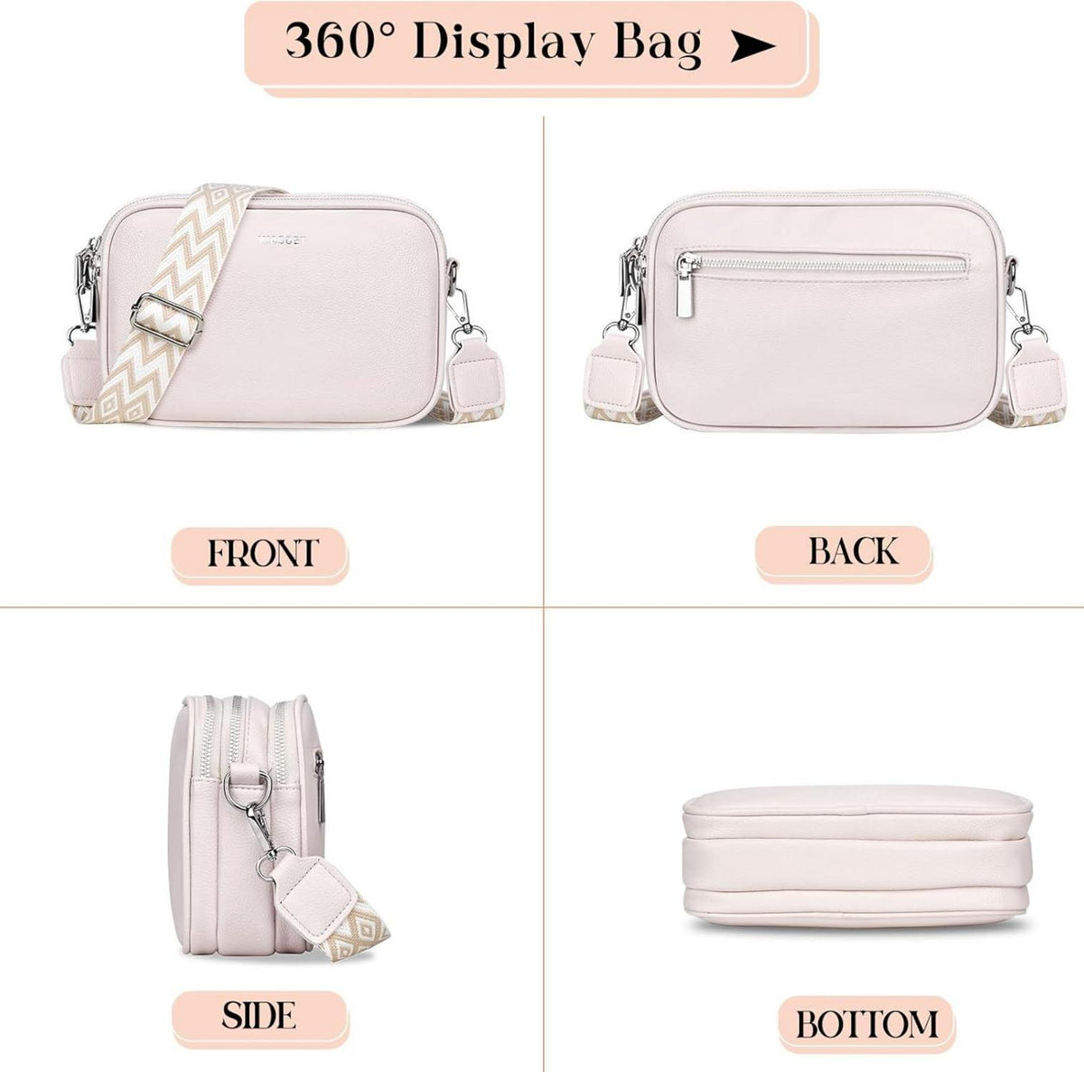 Damen Umhängetasche PU Leder Schultertasche mit verstellbarem Gurt