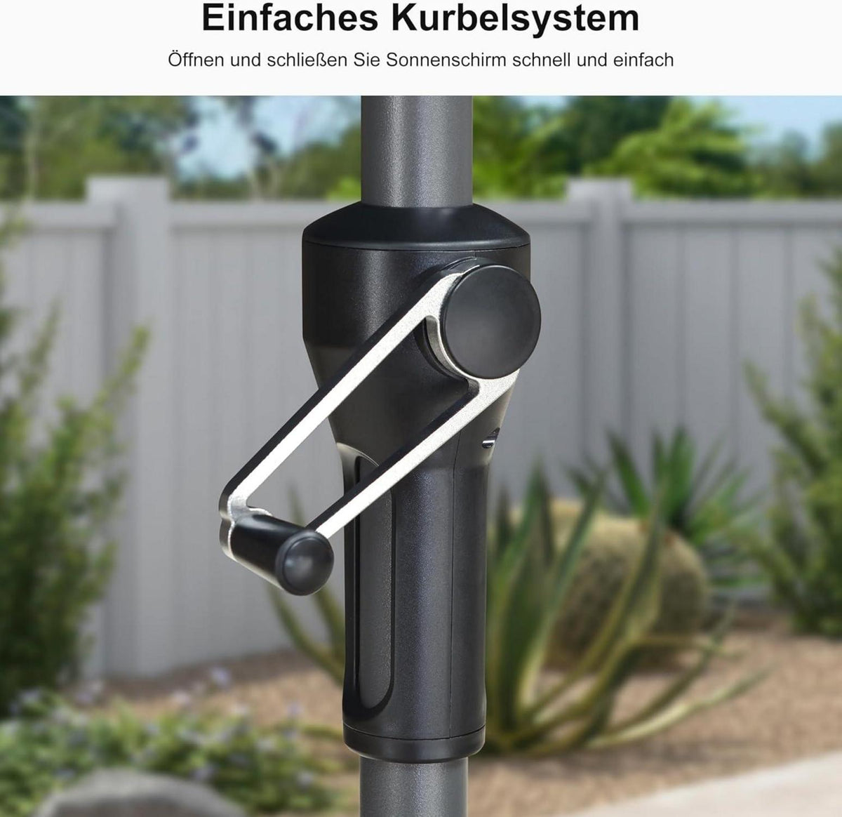 Sonnenschirm 245 cm Knickbar Balkonschirm Kurbel Aluminium Hellgrau