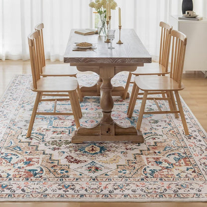 Waschbarer Vintage Teppich 80x150cm – Kurzflor Wohnzimmer Teppich