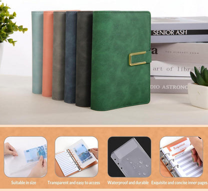 Budget Planner A6 Leder Geld Organizer mit Geldfächer und Etiketten