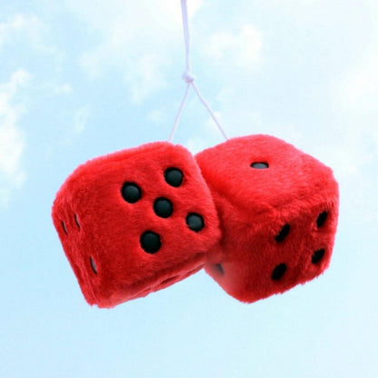 Plüschwürfel Autoanhänger – Flauschiges Rückspiegel Ornament Weiß