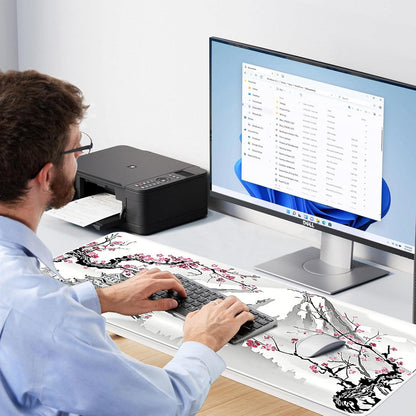 Gaming Mauspad XXL 900x400mm Rutschfeste Gummibasis Kirschblüte