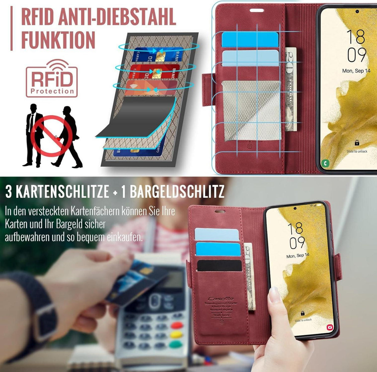 Samsung Galaxy S22 5G Handyhülle Premium PU Leder Klapphülle