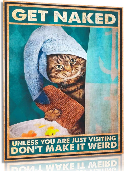 Lustige Katze Vintage Leinwand Bilder Badezimmer Deko 30x40 cm