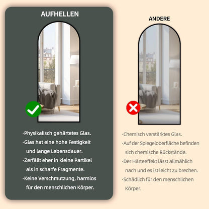 Ganzkörperspiegel Bogenförmig 180x80cm Schwarz