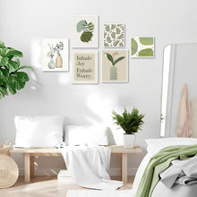 Abstrakte Botanische Wandbilder Grün Blumen Leinwand 6er Set