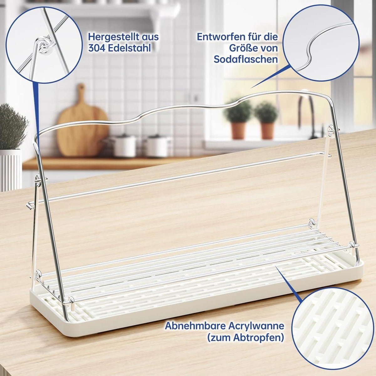 Flaschenhalter aus Edelstahl für Sodastream, faltbar