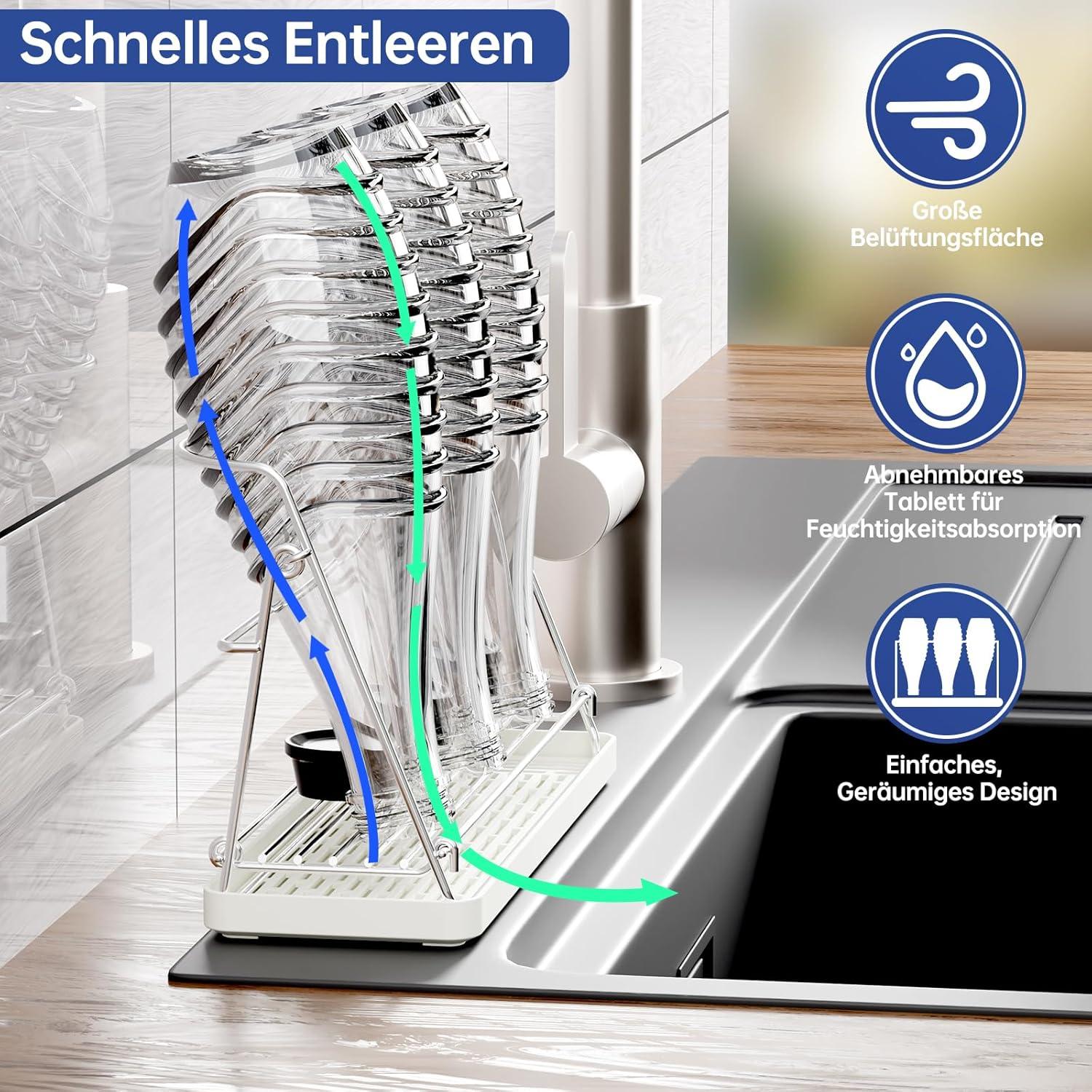 Flaschenhalter für sodastream aus Edelstahl, faltbar mit Abtropfschale