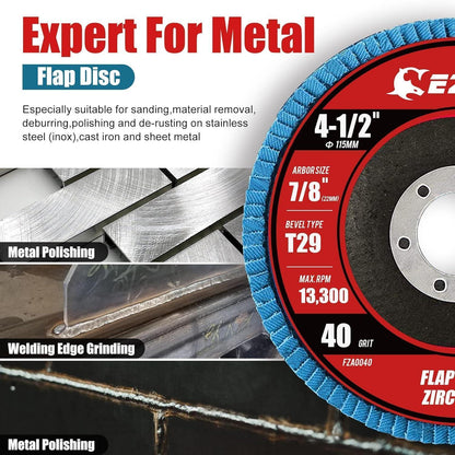 Fächerscheiben 115mm Körnung 40, 50 Stück für Metall & Holz