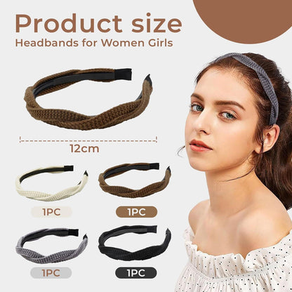 4er Set geflochtene Stirnbänder für Damen und Mädchen