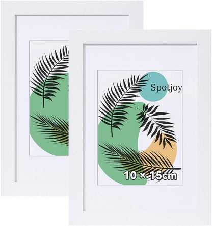 Bilderrahmen 10x15cm Weiß 2er Set Fotorahmen Holzrahmen Acrylglas