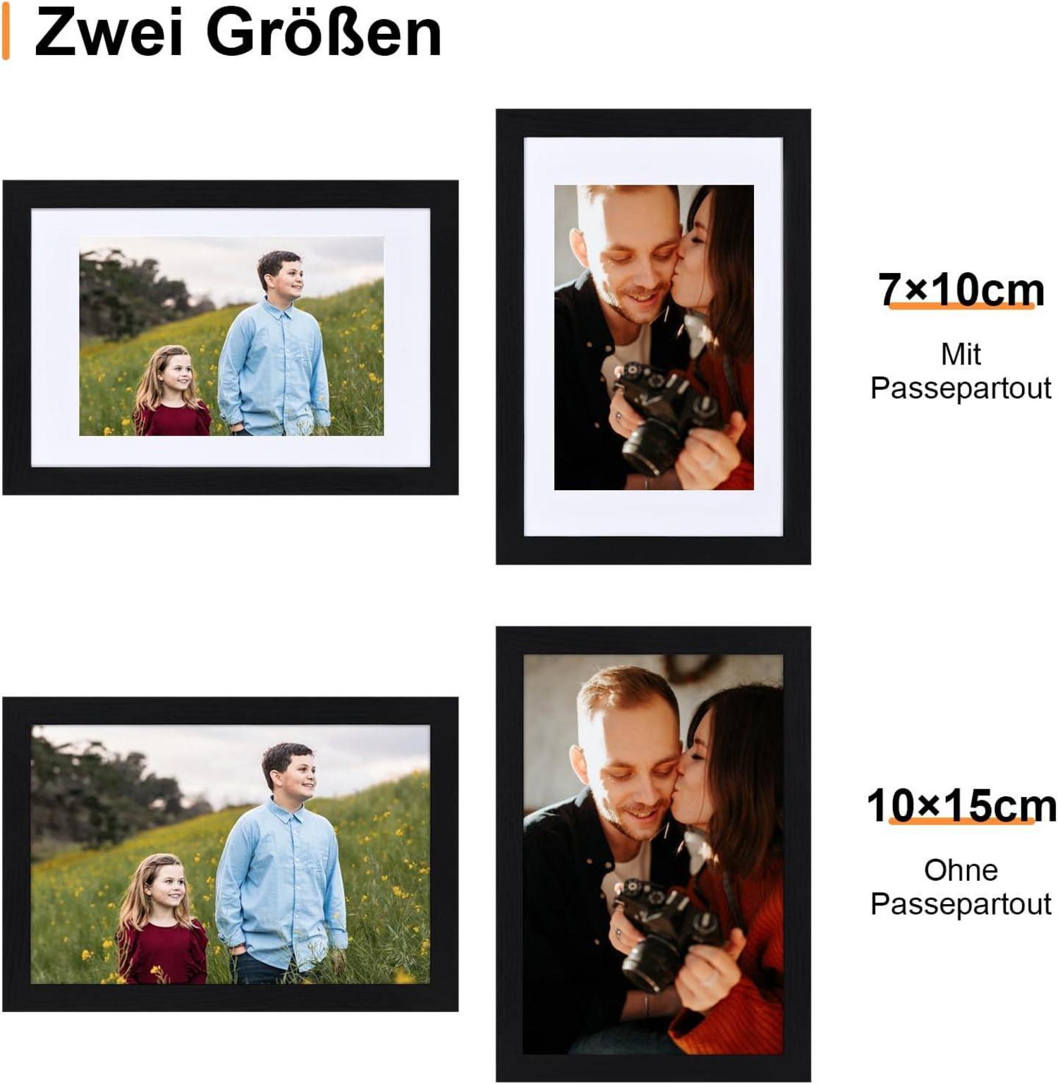 Bilderrahmen 10x15 cm Schwarz Holz mit Passepartout
