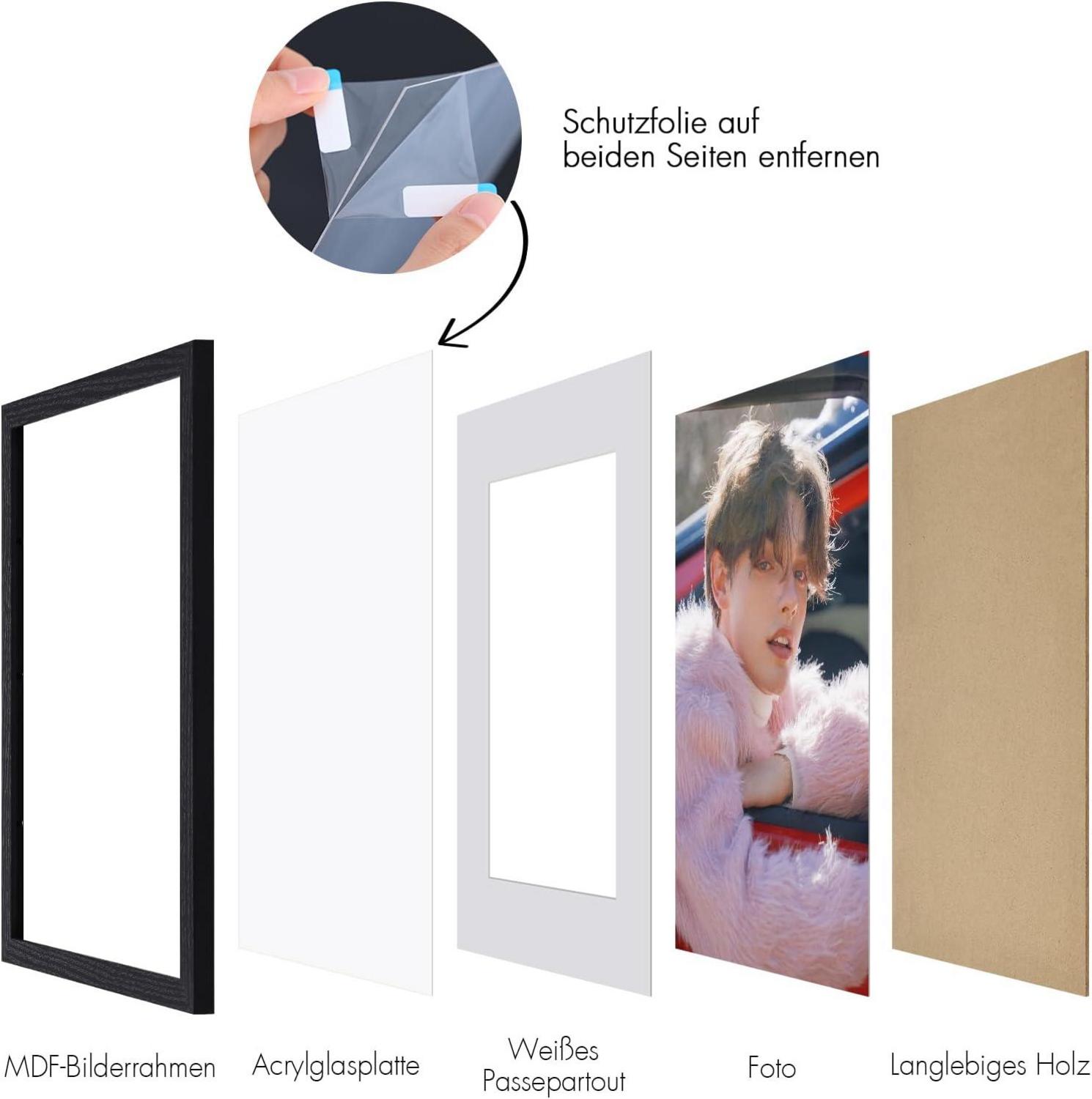 Spotjoy Bilderrahmen DIN A4 3er Set Fotorahmen Acrylglas Schwarz