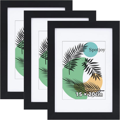 Fotorahmen Set für 15x20 cm Bilder 3-teilig Schwarz Acrylglas