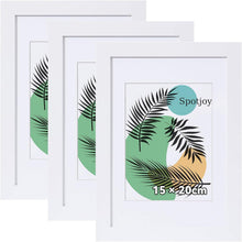 Bilderrahmen 15x20 cm 3er Set Weiß Holzrahmen Acrylglas