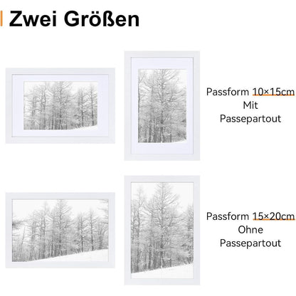 Bilderrahmen 15x20 cm 3er Set Weiß Holzrahmen Acrylglas