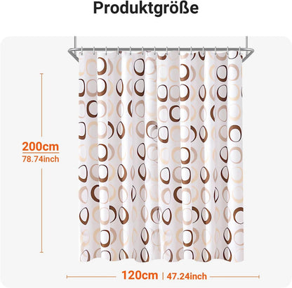Duschvorhang Kamelfarbe Kreis 120x200cm Wasserabweisend Textil