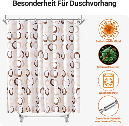 Duschvorhang 120x200cm Kamelfarbe Kreis Polyester Wasserabweisend