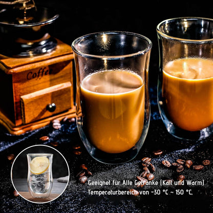 Latte Macchiato Gläser Doppelwandig 4er Set 350ml Thermo Cappuccino Tassen