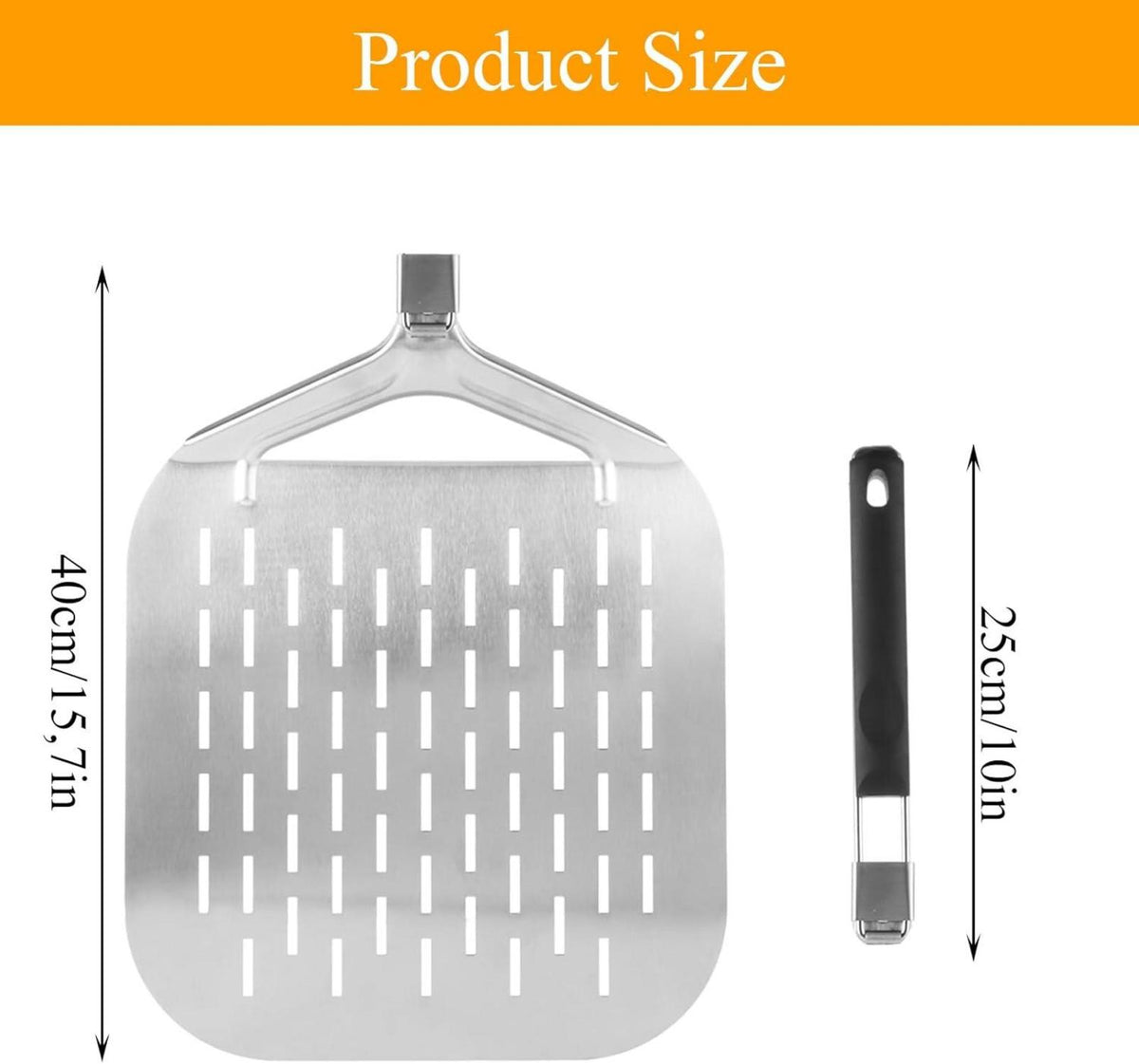 Pizzaschieber Edelstahl faltbar 32,7 cm perforiert - Silbrig