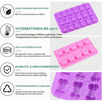 Backmatten für Hundeleckerli – 9er Set mit Bürste