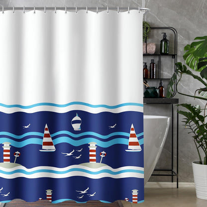 Duschvorhang 150x180cm Blaues Segel Antischimmel Wasserabweisend Polyester mit Ösen