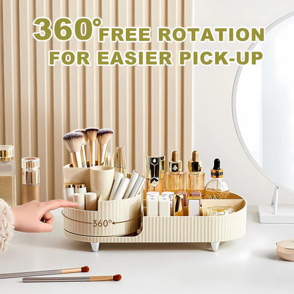Make up Organizer 360° Drehbarer Kosmetik Aufbewahrung Beige