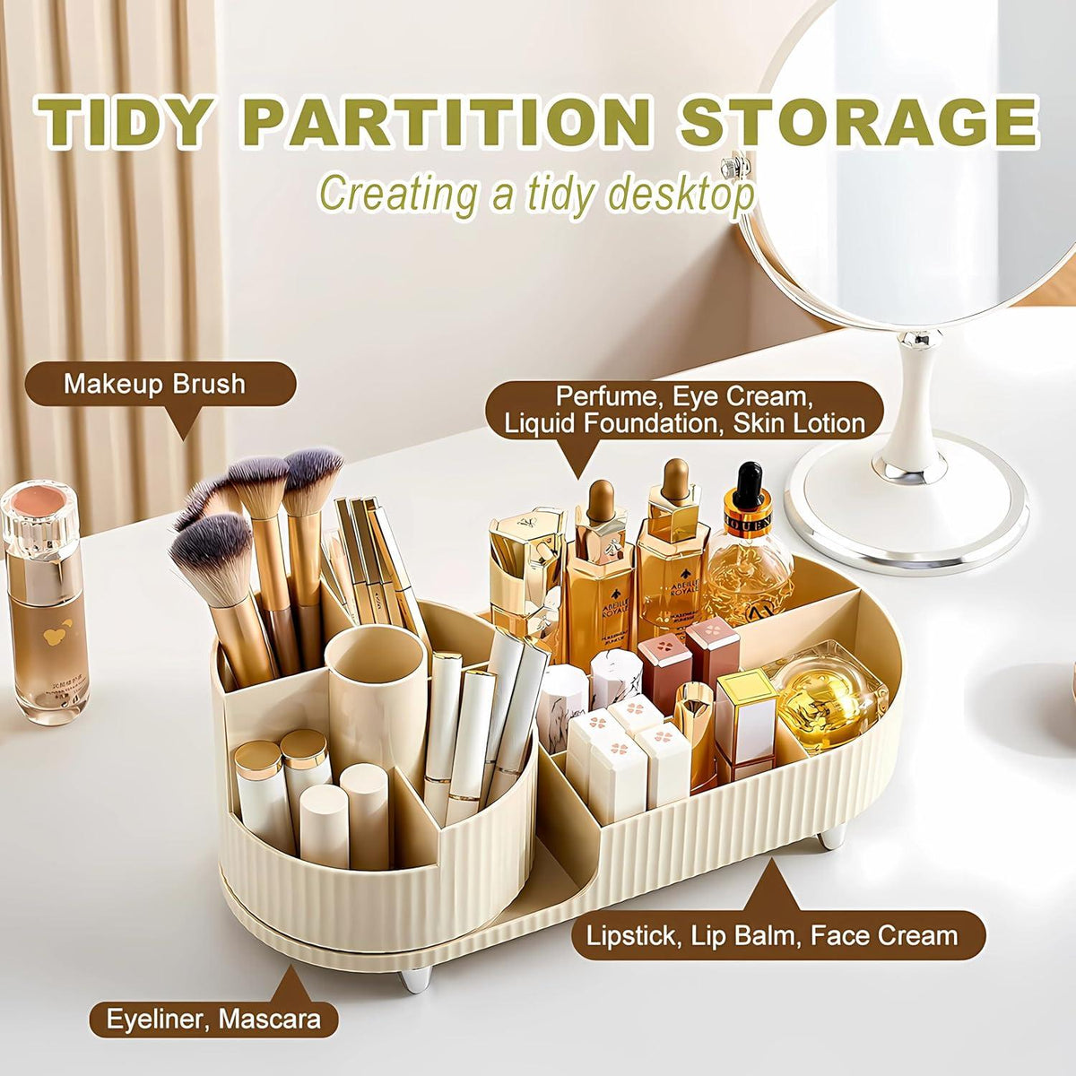 Make up Organizer 2-in-1 Kosmetik Aufbewahrung Drehbar Schlafzimmer