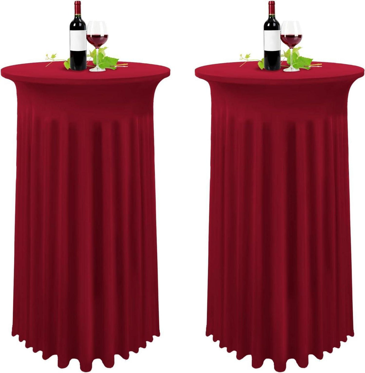 2er-Set Stretch Stehtisch Husse Weinrot Ø 80-85 cm Spandex Tischdecke