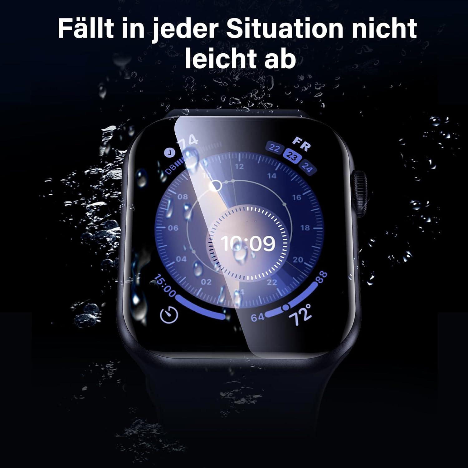 2x Panzerfolie für Apple Watch 45mm - 7H Schutzfolie & Klarheit
