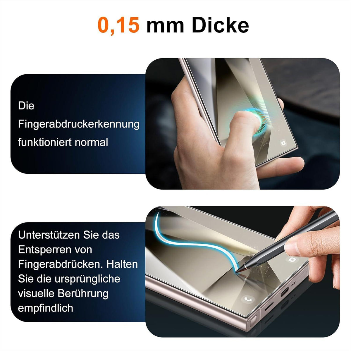 Displayschutz Samsung Galaxy S24 Ultra Schutzfolie 2 Stück Waterproof