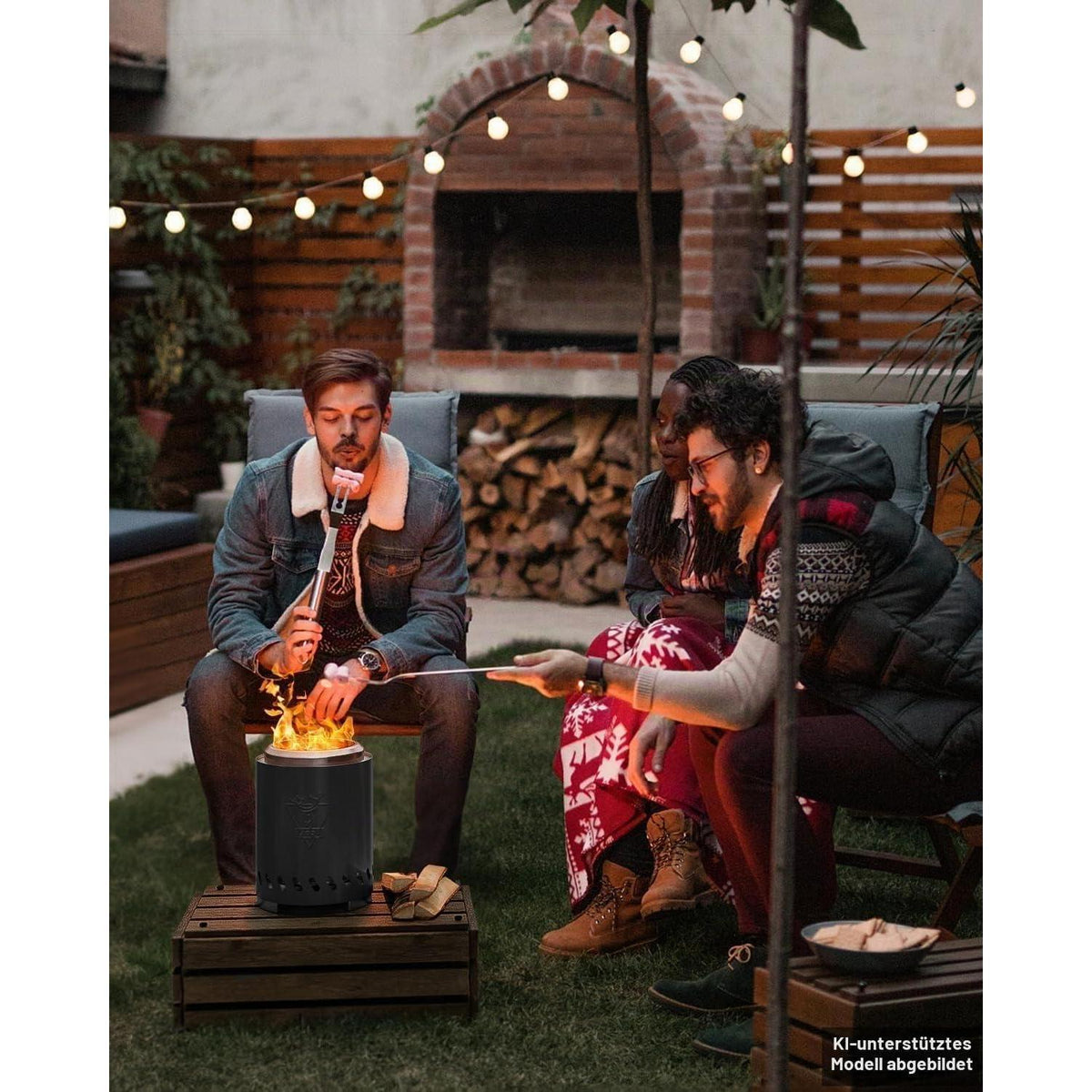 Rauchfreie Tischfeuerstelle für Camping & Garten – Schwarz