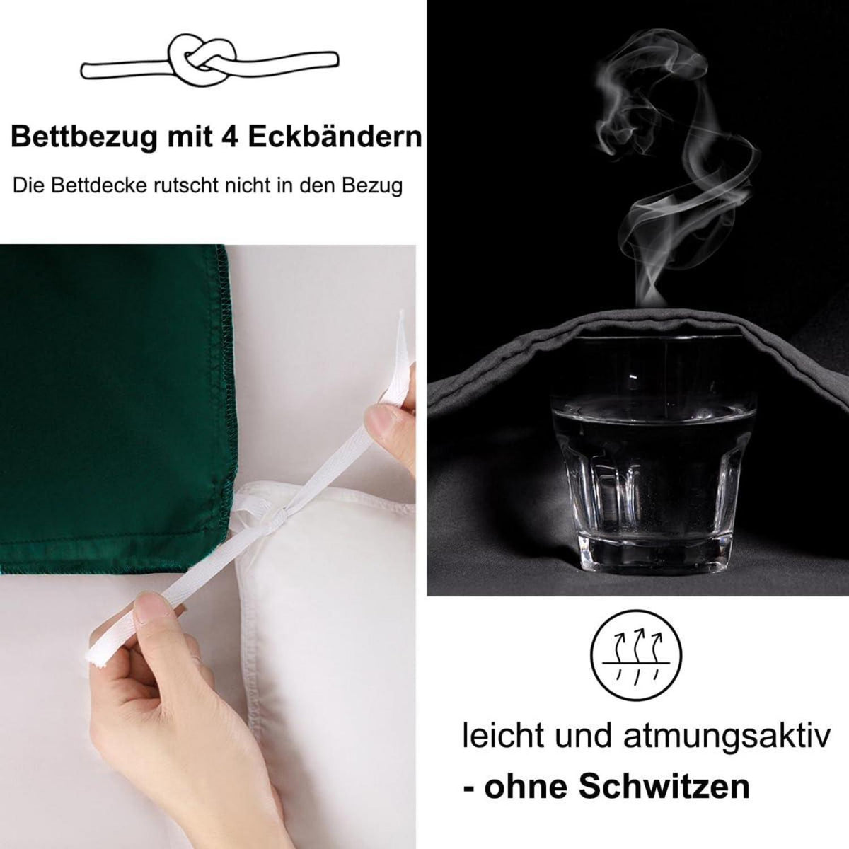 Bettwäsche 135x200 4tlg Grün Weich Mikrofaser Bettbezug Kissenbezug