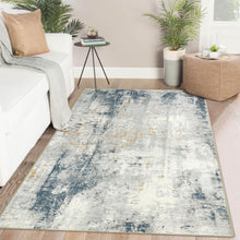 Teppich Moderner Kurzflor Flauschig Rutschfest 80x150cm Beige Blau