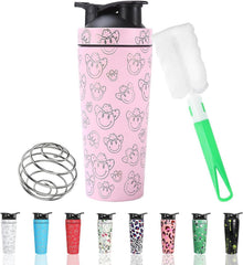 Protein Shaker Edelstahl 750ml Klumpenfreie Shakes Kugel Rosa