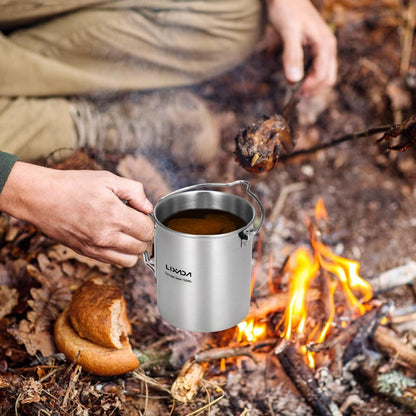 750ml Camping Topf Edelstahl mit Löffel & Deckel
