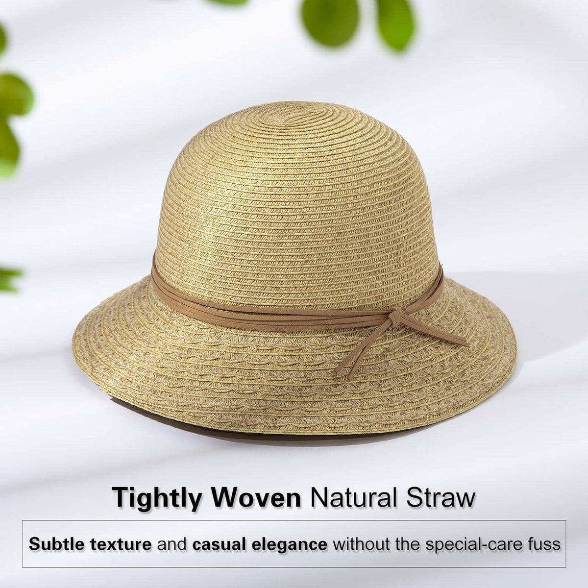 Damen Sonnenhut Faltbar Strohhut UV-Schutz Beige M